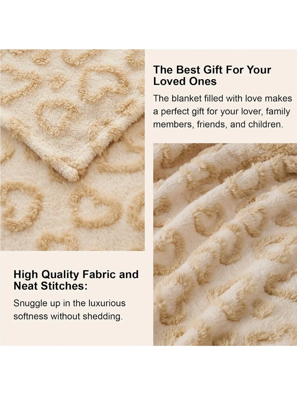 Plush Textured Heart Pattern Throw Blanket
